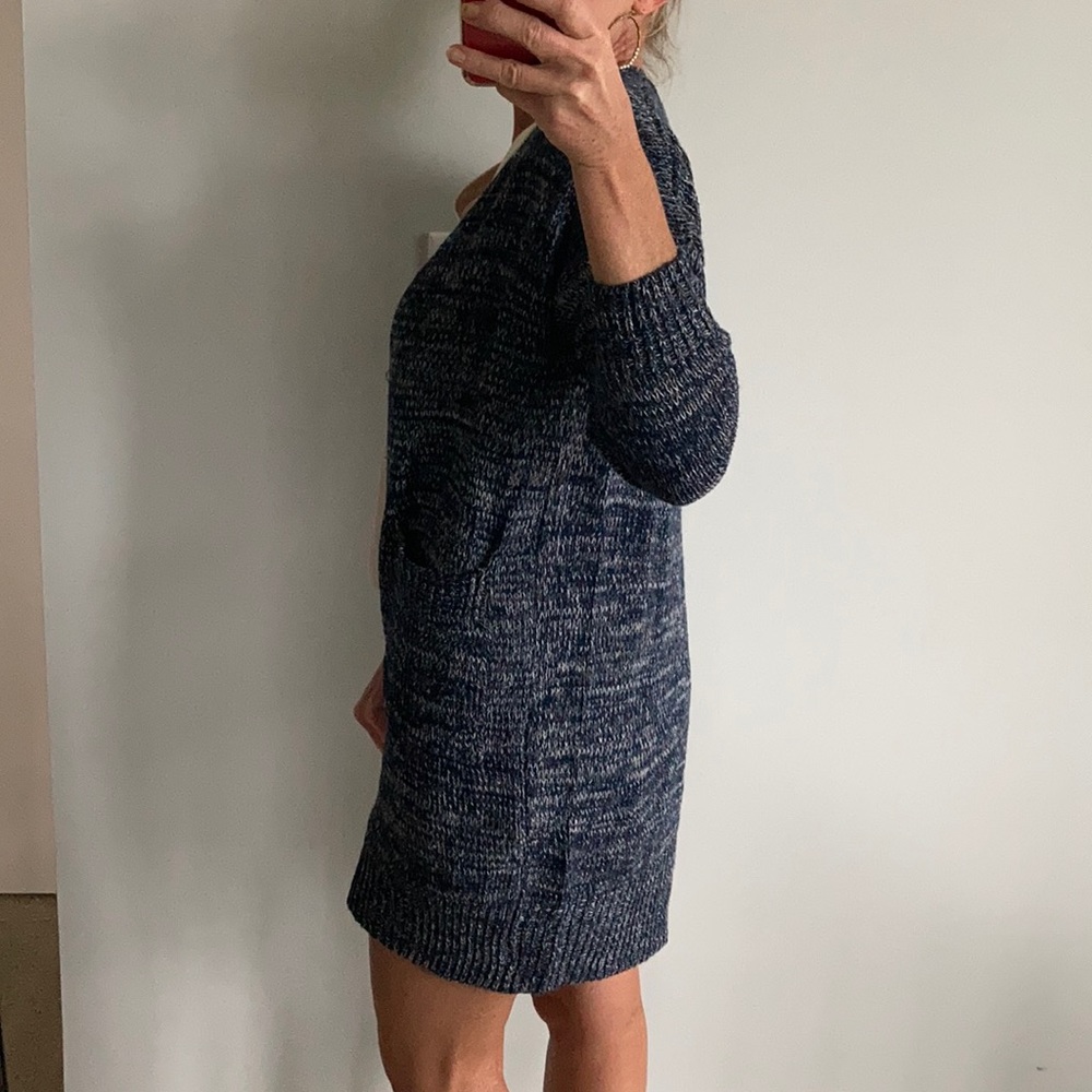 Navy Long Open Front Cardigan Sweater - Picture 6 of 11